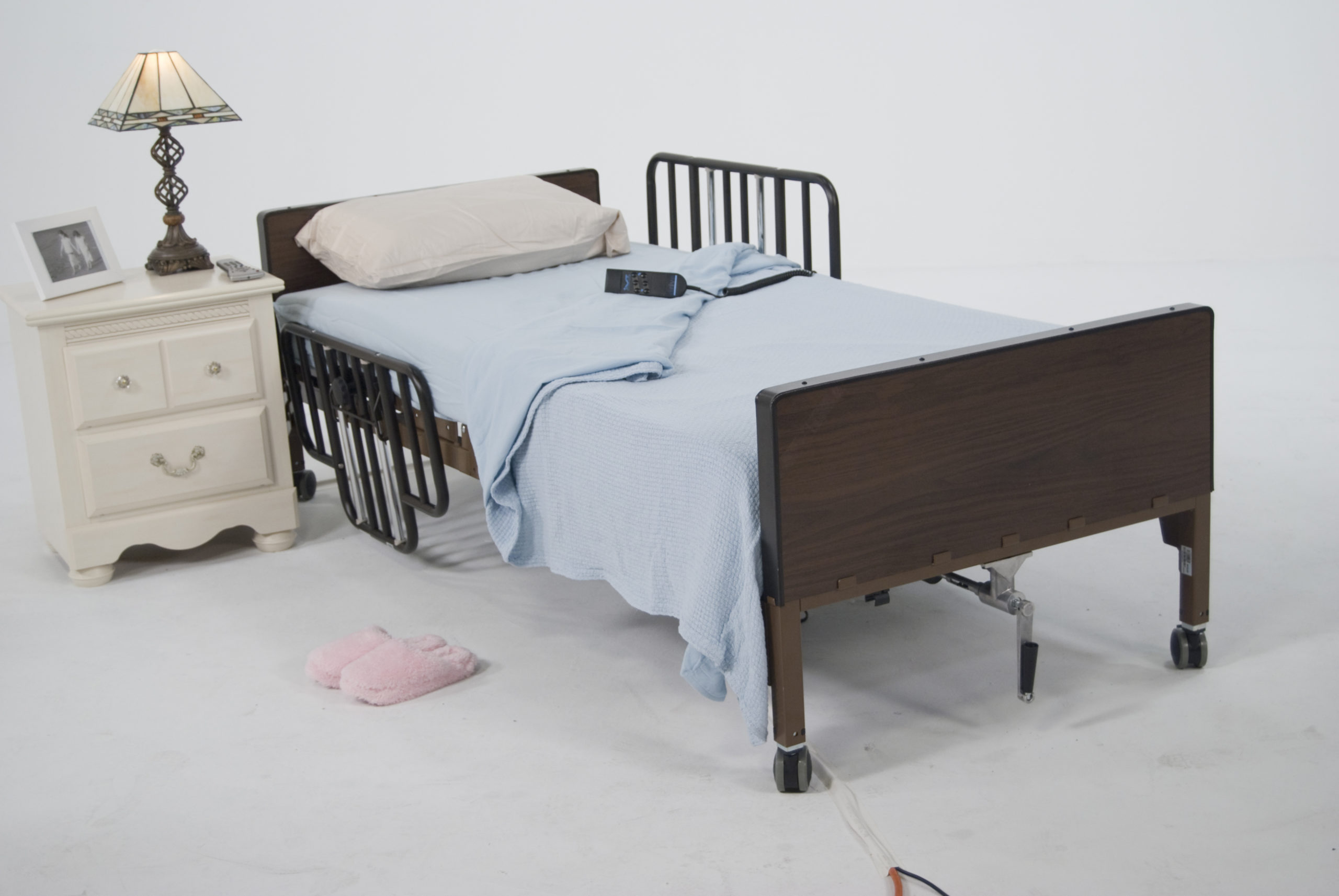 Drive Medical No Gap Half Length Side Bed Rails with Brown Vein Finish