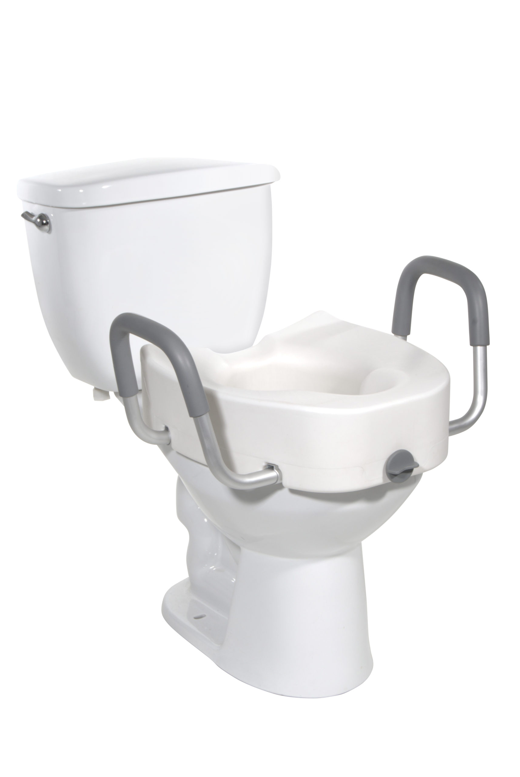 Drive Medical Premium Plastic Raised Toilet Seat with Lock and Padded Armrests - Elongated - Image 3