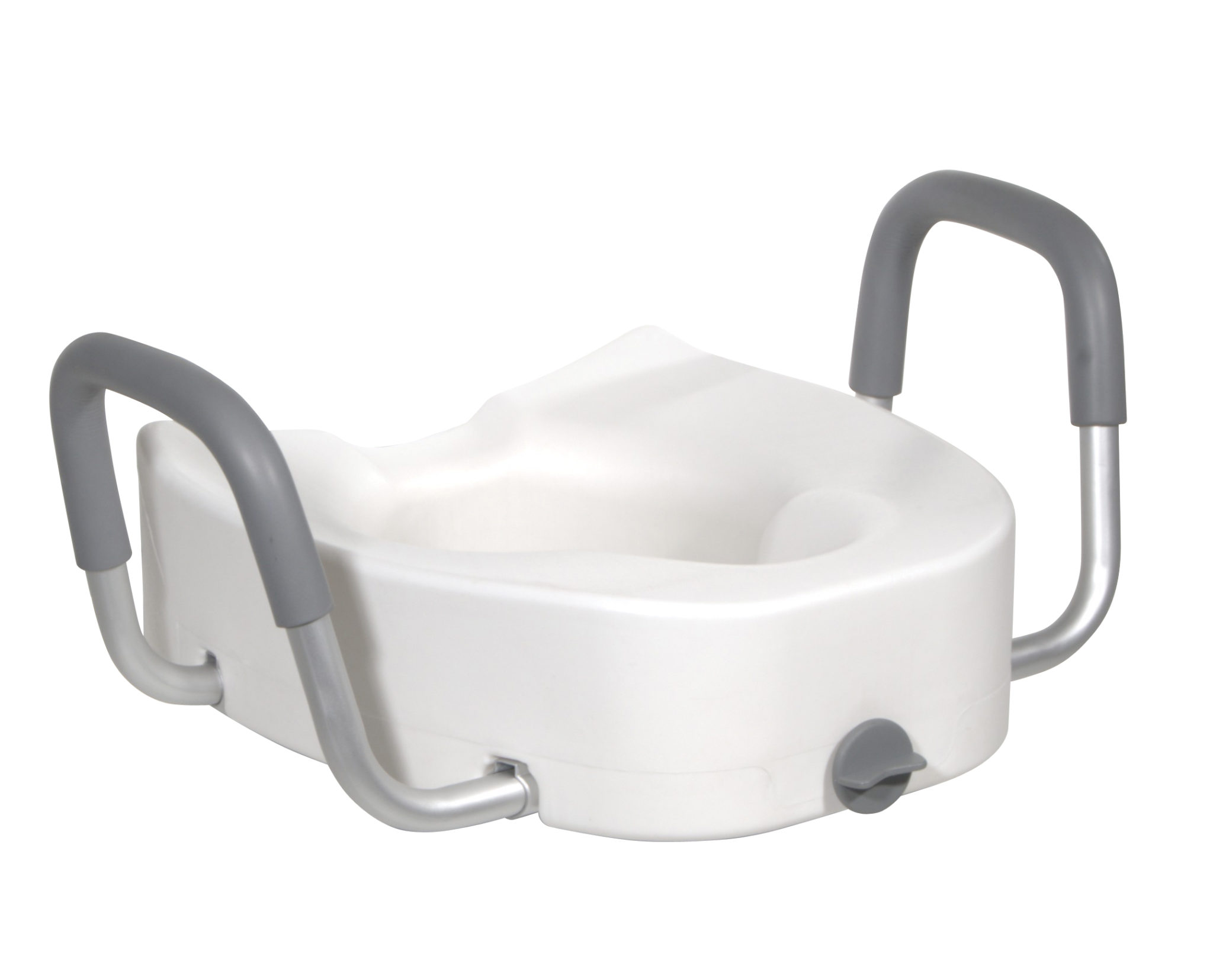 Drive Medical Plastic Raised Toilet Seat with Lock and Padded Armrest