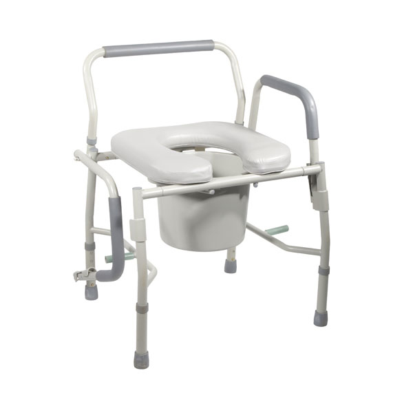 Drive Medical Steel Drop Arm Bedside Commode with Padded Seat and Arms - Image 2