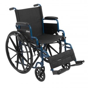 Drive Medical 16” Blue Streak Wheelchair with swing-away footrests-min