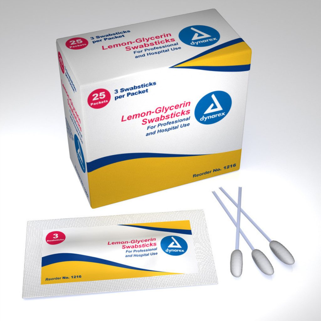 Lemon-Glycerin Swabsticks 10/25 Per Case 3 Swabsticks Per Pack